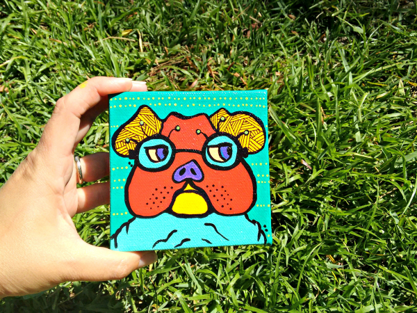 Mini Bulldog on canvas