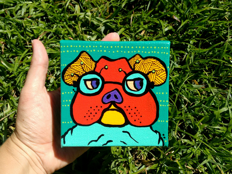 Mini Bulldog on canvas