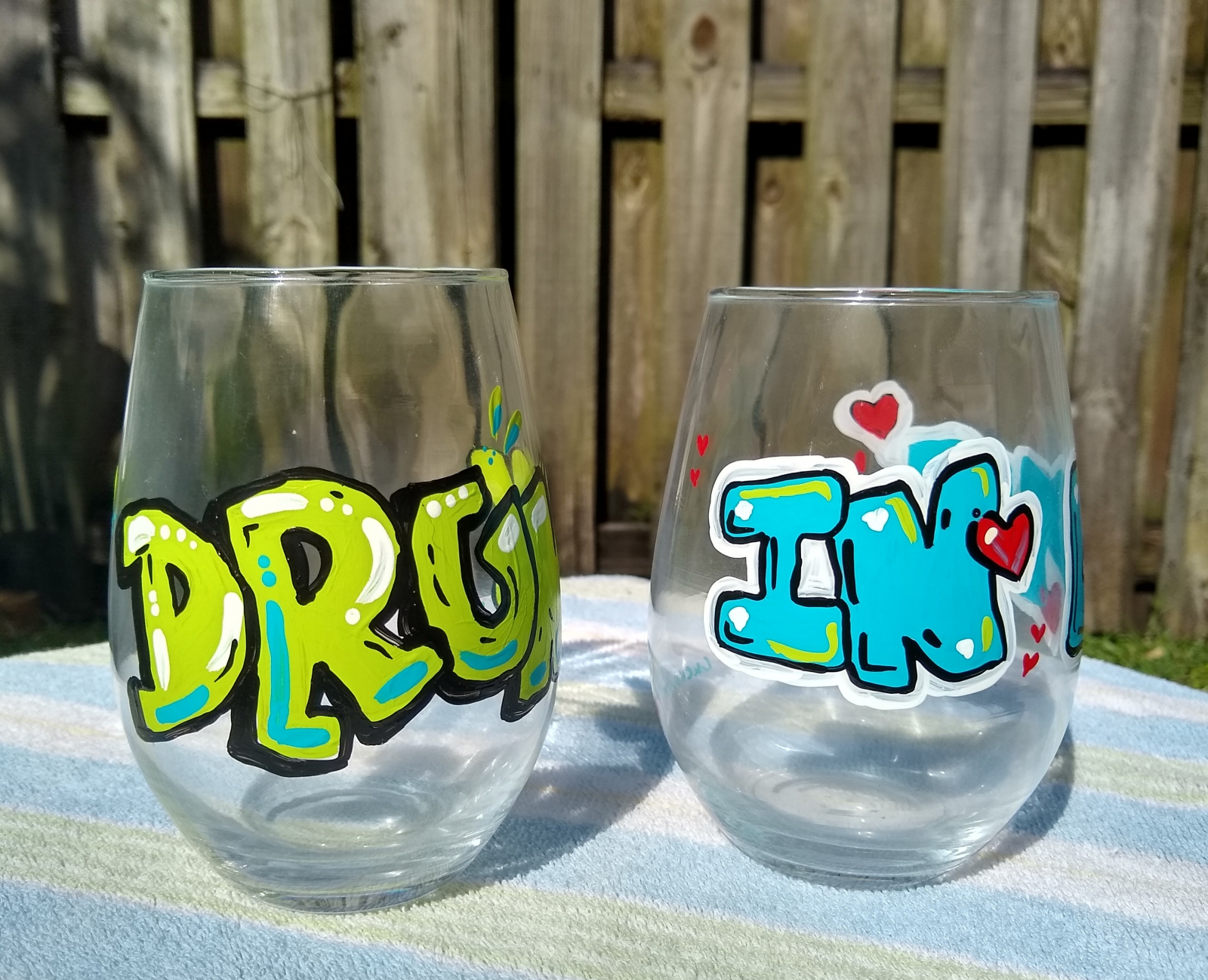 Original Hand Painted Tall Wine Glass LiveLaughLoveandDrinkWine