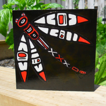 Dragonfly Art Block on Wood