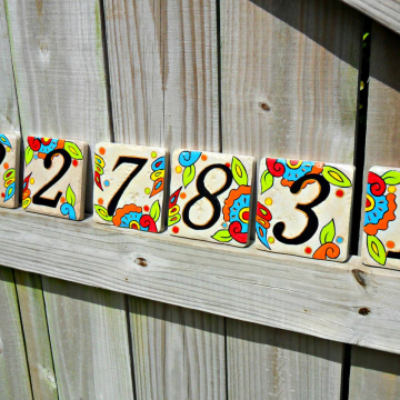 Hand painted house numbers address tiles SPANISH