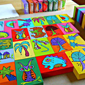 Fun Wood Art Blocks animals trees bugs ocean