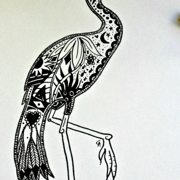Florida Egret ink illustration bird