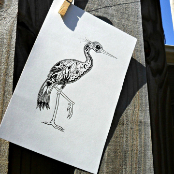 Florida Egret ink illustration bird