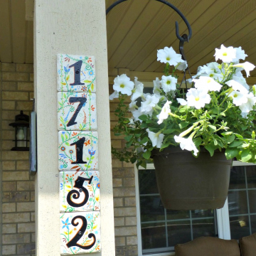 Garden Party Home Numbers Address Tiles