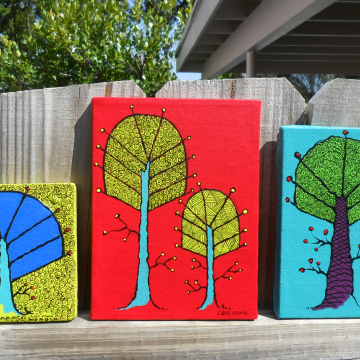 Three trees paintings