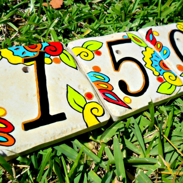 Hand painted address House Numbers-spanish limon