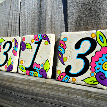 Hand painted address House Numbers- KEY WEST