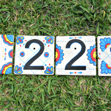 Hand painted address House Numbers MEXICO tile