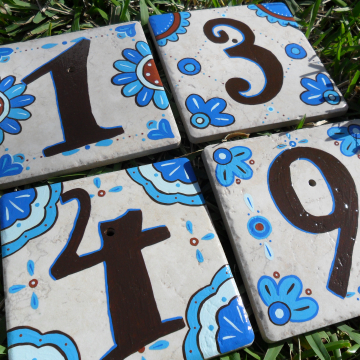 MEXICO address house numbers blue and brown
