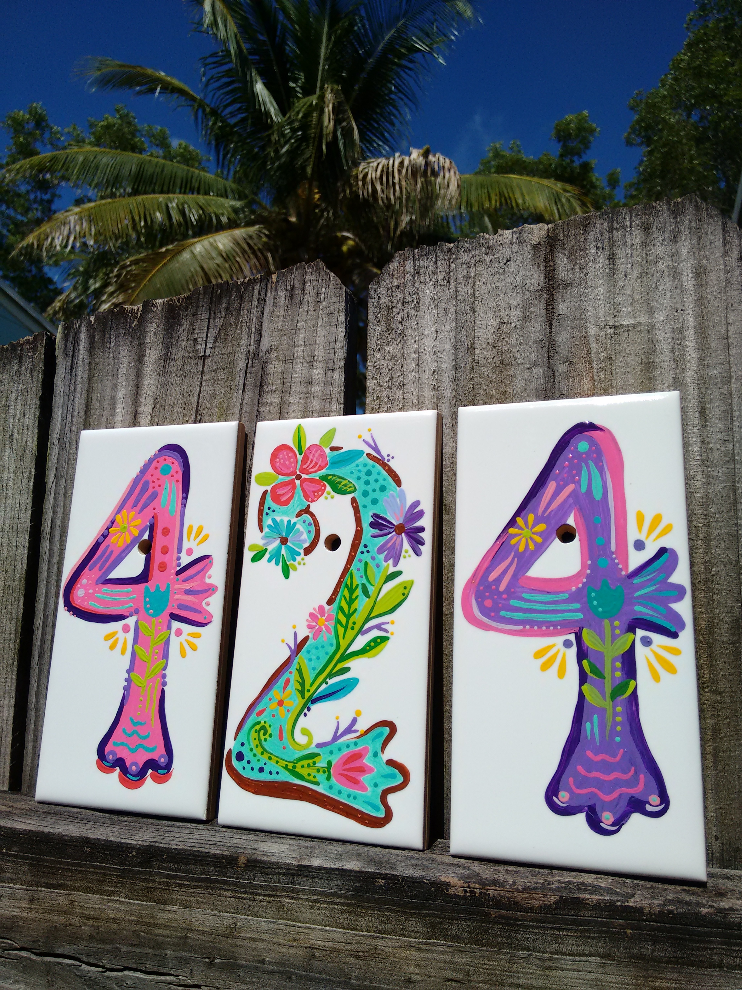 Hand painted address numbers